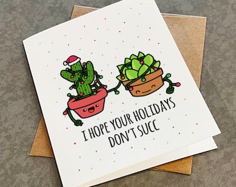 Funny Succulent Christmas Card - Plant Lover Holiday Card