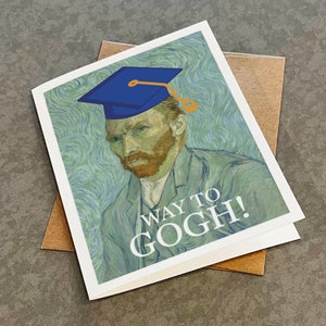 Carte de fin d'études artistique majeure Way To Gogh - Vincent Van Gogh - carte de voeux drôle de jeu de mots autoportrait