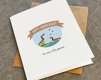 Happy Anniversary To My Silly Goose - Anniversary Card For Couple