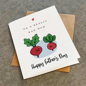 Carte de fête des pères Really Rad Dad, jolie carte de voeux pour la fête des pères avec blague à papa, adorable cadeau de fête des pères pour papa jardinier, carte blanche A2 mate