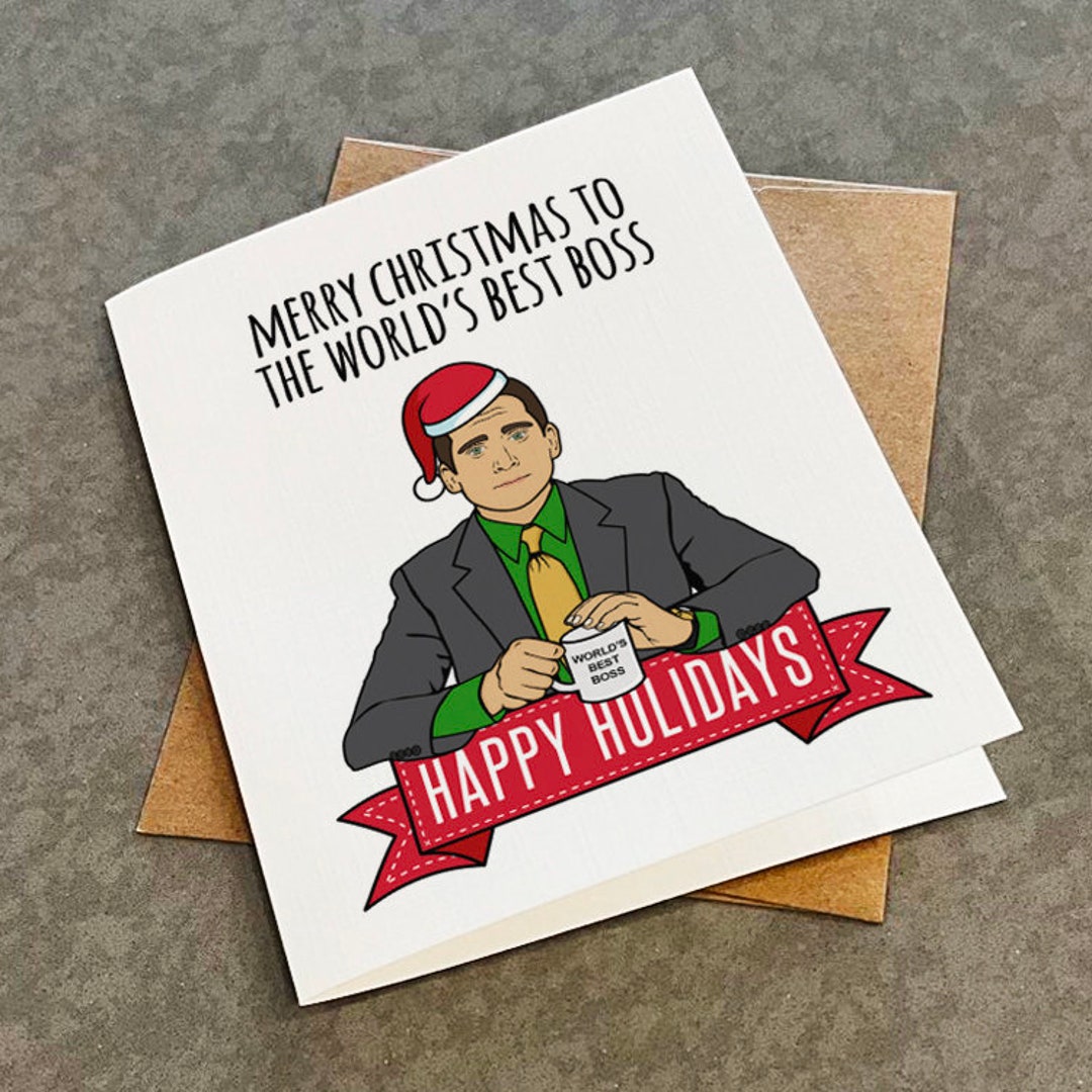 Funny Christmas Gift Card for Boss, Funny Happy Holidays Card for Coworker, Colleague, Merry