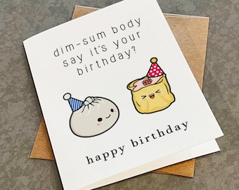 Funny Dim Sum Birthday Card: Bao & Siomai Pun Greeting