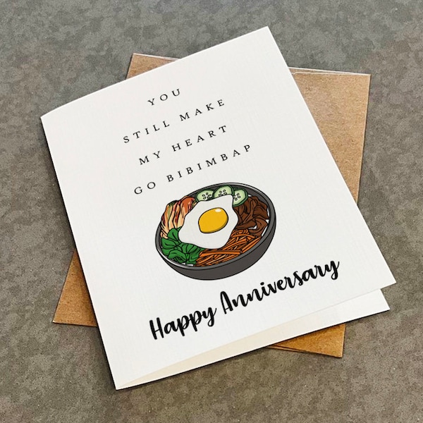 Bibimbap Anniversary Card: Korean Food Pun - For Her