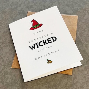 Carte de Noël Wicked - voeux de Noël pour amateur de musique - carte de Noël culture pop - carte de voeux A2 blanc mat