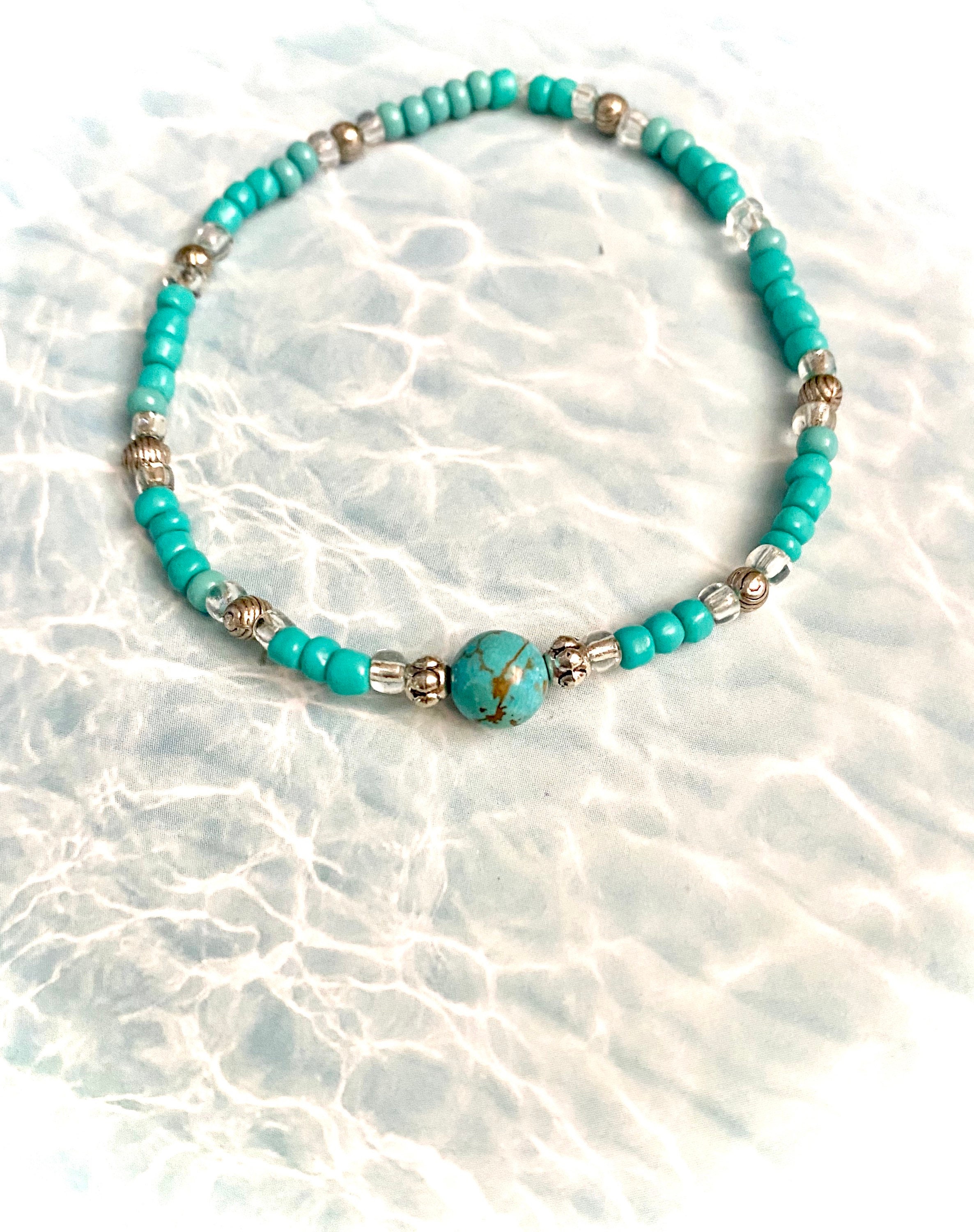 Turquoise Ankle Bracelet Crystal Ankle Bracelet Blue Etsy