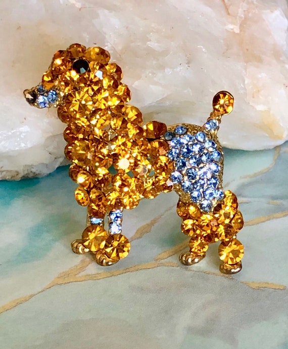 Poodle Brooch, Sparkling Poodle, Crystal Dog Pin,… - image 1