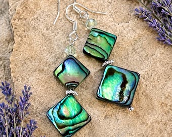 Long Abalone Earrings 2.2”,  Abalone Shell Dangle