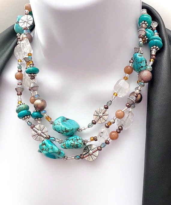 Long chunky turquoise best sale necklace