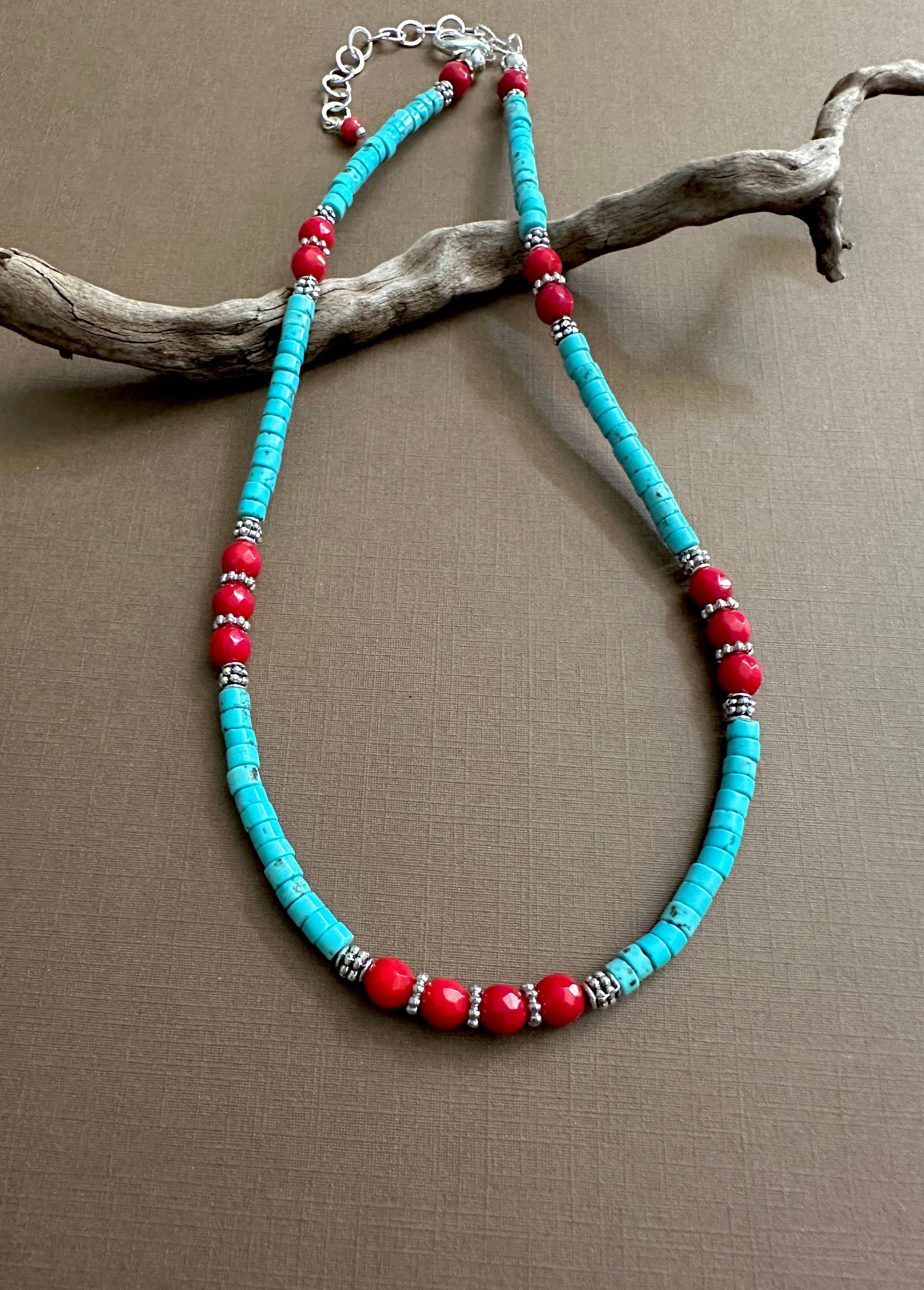 Red & Turquoise Bead Necklace — Red Rabbit Trading Co.