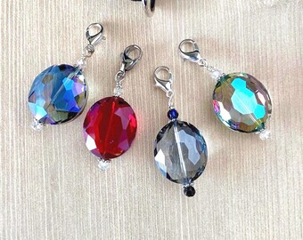 Large Crystal Charm Dangle, Sparkly Crystal Purse  Bag Clip-on & Pet Collar Accessory