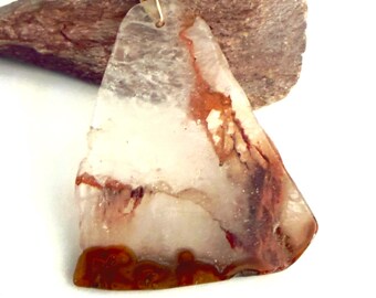 Red  Agate Slice Pendant Necklace on Cord,  Crystal Druzy Pendant on Cord,  Gold wire wrapped  Agate Pendant