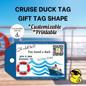 Gepersonaliseerde tags voor cruise-eends: afdrukbare cadeaukaartjes met QR-code (digitale download)