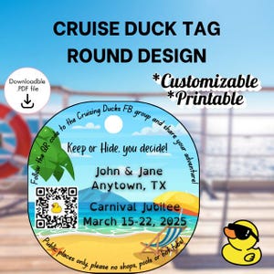 Custom Cruise Duck Tags with QR Code (Digital Download)