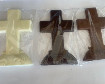 Chocolate crosses for Easter Milk dark and white chocolate set of 3