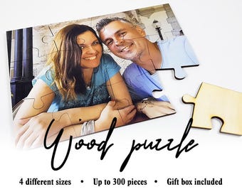 Personalized Wooden Photo Puzzle, Custom Wooden Jigsaw Puzzle, Unique Gift - 4 Sizes Available, Up to 300 Pieces, Gift Box Included