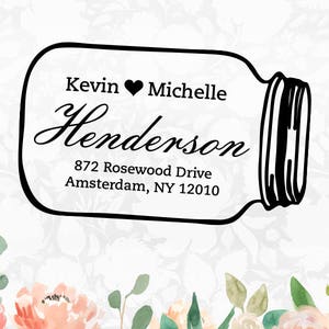 Einmachglas Adressstempel, Selbstfärbender Adressstempel, Benutzerdefinierte Gummistempel, Tintenstempel, Adressstempel, Personalisierte Stempel