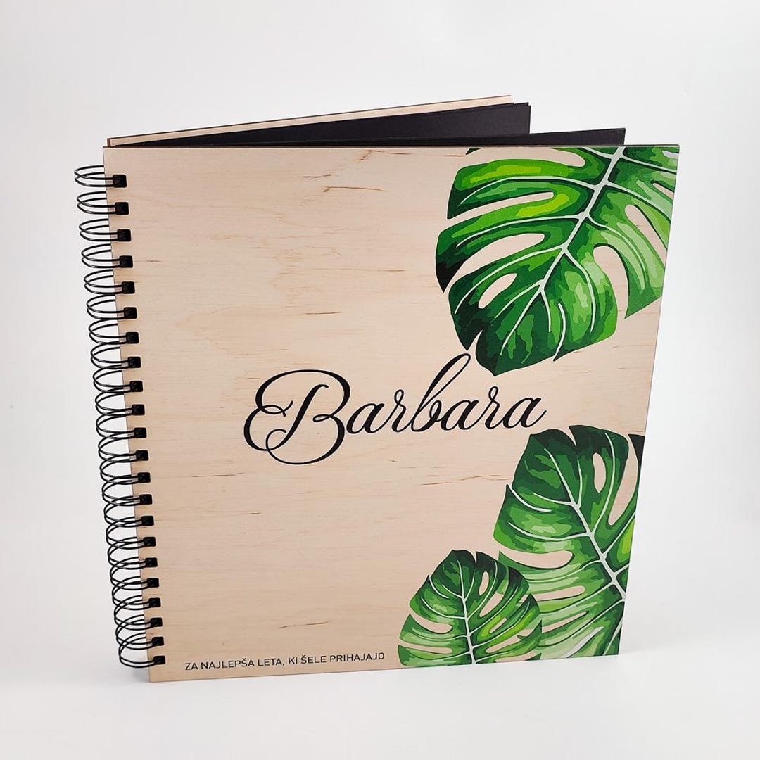 Personalized Wooden Photo Album With UV Print – Custom Name Album, 40 ...