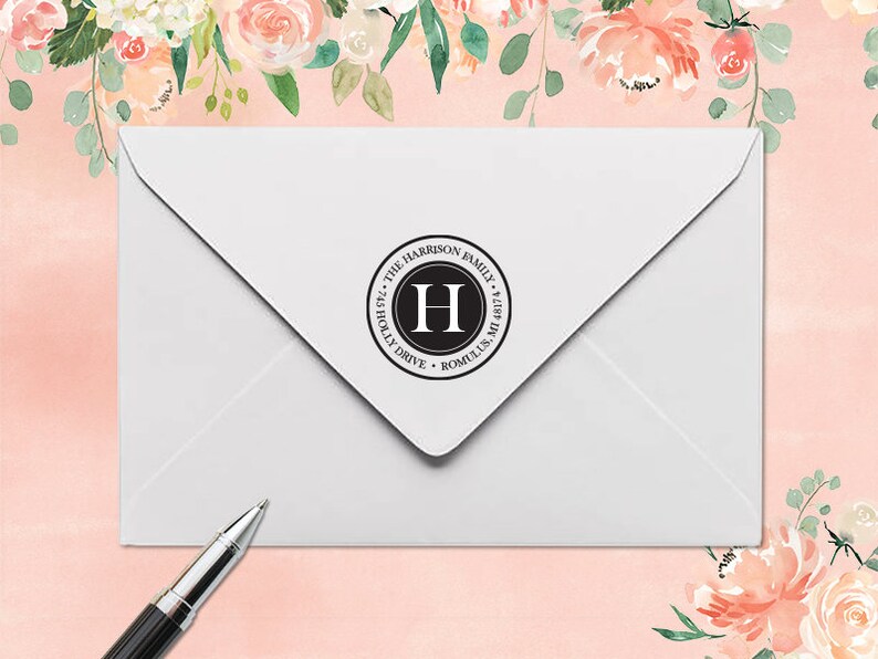 Personalized Monogram Stamp Self Inking Address Stamp Wood Address Stamp Custom Monogram Address Stamp Return Address Stamp