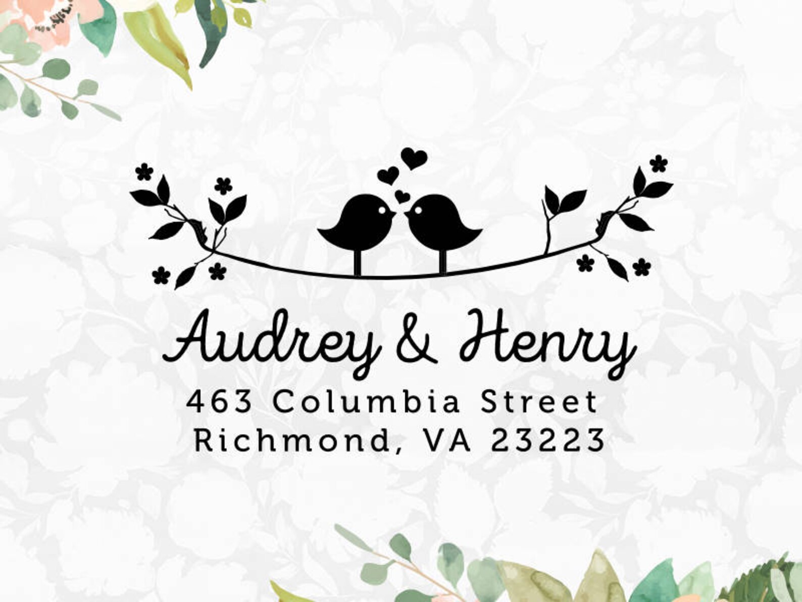 Cute Love Birds Wood Stamp Self Inking Love Birds Address Etsy