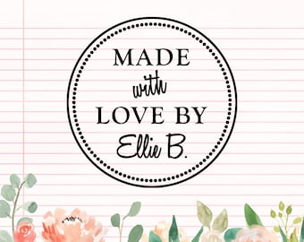Hecho con sello de amor, sello autoentintado, sello personalizado, sello de goma personalizado, sello de envoltura de regalo, suministros de oficina, sellos