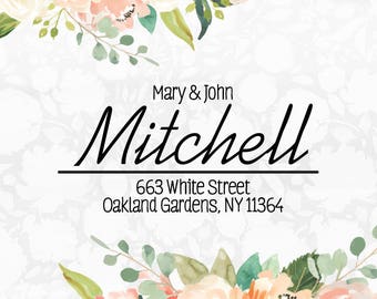 Beautiful Address Return Wood stamp, Custom Return Address Stamp, Personalized Rubber Stamp, Family Address Stamp, Creative Address Stamp