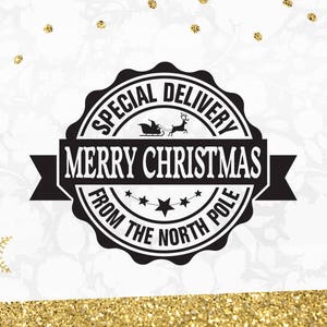 Nordpol Lieferung Weihnachtsstempel, Frohe Weihnachten Stempel, Weihnachtskarten Stempel, Weihnachtsgeschenk, Vom Weihnachtsmann Stempel, Selbstfärbender Stempel
