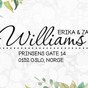 Timbro dell'indirizzo di ritorno personalizzato, Timbro autoinchiostrante per matrimonio personalizzato, Timbro carattere script personalizzato, Timbro di gomma personalizzato scritto a mano