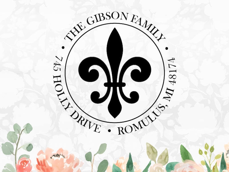 Personalized Fleur De Lis Stamp Custom Self Inking Address Etsy