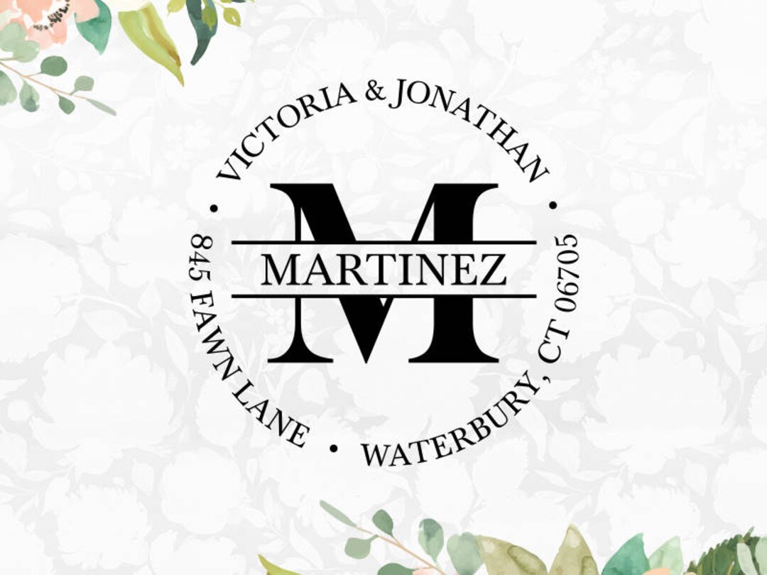 Personalized Monogram Stamp, Custom Monogram Address Stamp, Self Inking