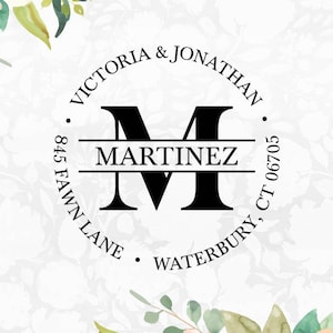 Gepersonaliseerde monogramstempel, aangepaste monogramadresstempel, zelfinktende adresstempel, retouradresstempel, rubberen adresstempel