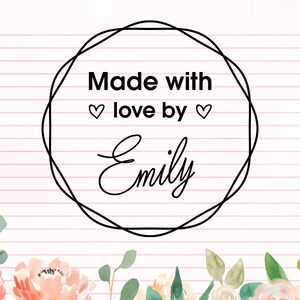 Handgemacht mit Liebe Stempel, erstellt von Holzstempel, Selbstfärbender Stempel, Benutzerdefinierter Stempel, handgemachte Karten, Party Einladungsstempel