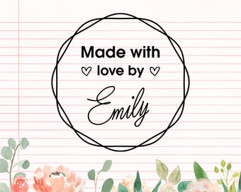 Hecho a mano con sello de amor, creado por sello de madera, sello autoentintado, sello de goma personalizado, tarjetas hechas a mano, sello de invitación de fiesta