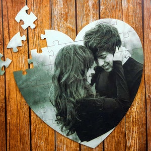 Puzzle personalizzato a forma di cuore dalla tua foto, regalo di anniversario per coppia innamorata, puzzle personalizzato, puzzle personalizzato, puzzle fotografico immagine 3