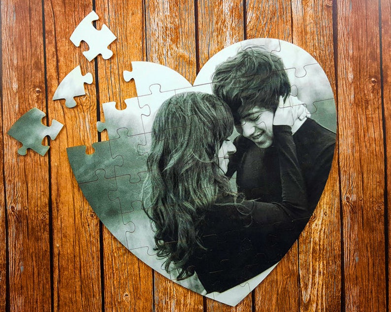 Puzzle personalizzato a forma di cuore dalla tua foto, regalo di anniversario per coppia innamorata, puzzle personalizzato, puzzle personalizzato, puzzle fotografico immagine 3