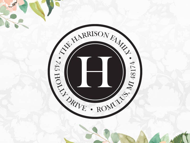 Personalized Monogram Stamp Self Inking Address Stamp Wood Address Stamp Custom Monogram Address Stamp Return Address Stamp