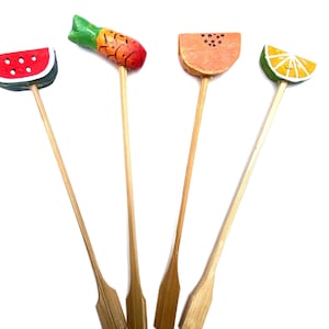 Tropical Fruits Swizzle Sticks,  Appetizer Swizzle, Tiki Swizzle Sticks, Cocktail Sticks, Tiki Bar, Tiki Hut, Tropical Stirrers, Luau Party