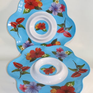 Floral Hawaiian Dish, Hibiscus Plate, Summer Party,  Hawaiian Party