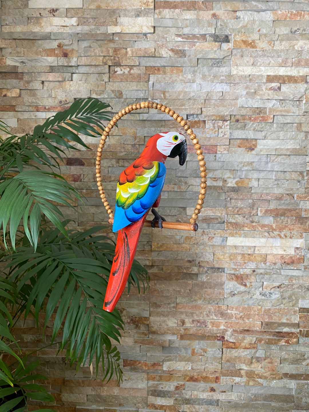View of Red Scarlet Macaw Parrot, Tiki Bar Decor, Tropical Decor, Tropical ...