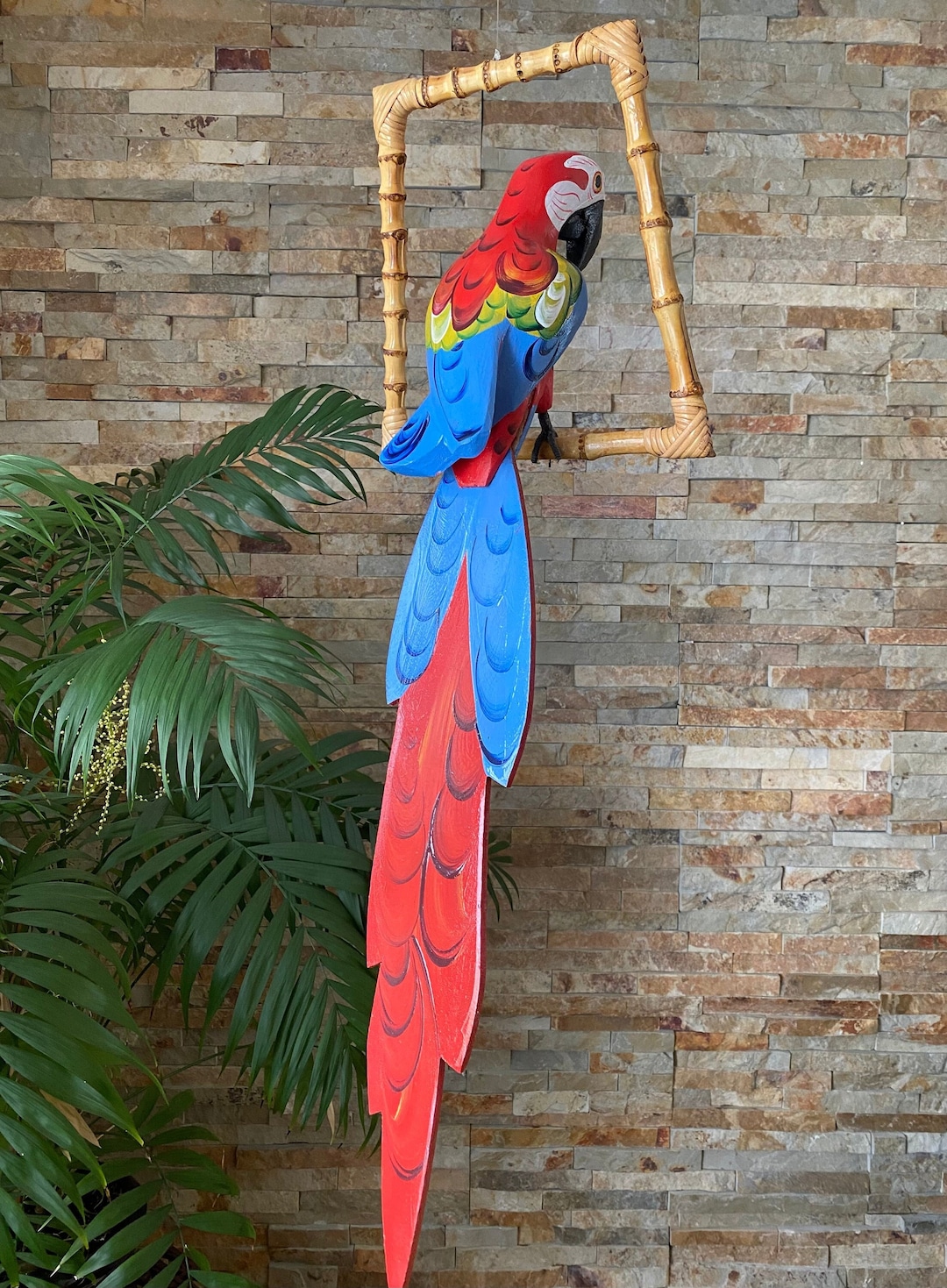 Red Scarlet Macaw Parrot, Tiki Decor, Tropical Decor, Tropical Room ... - Handmade Macaw Cage Interior Decoration Sets For Beginners