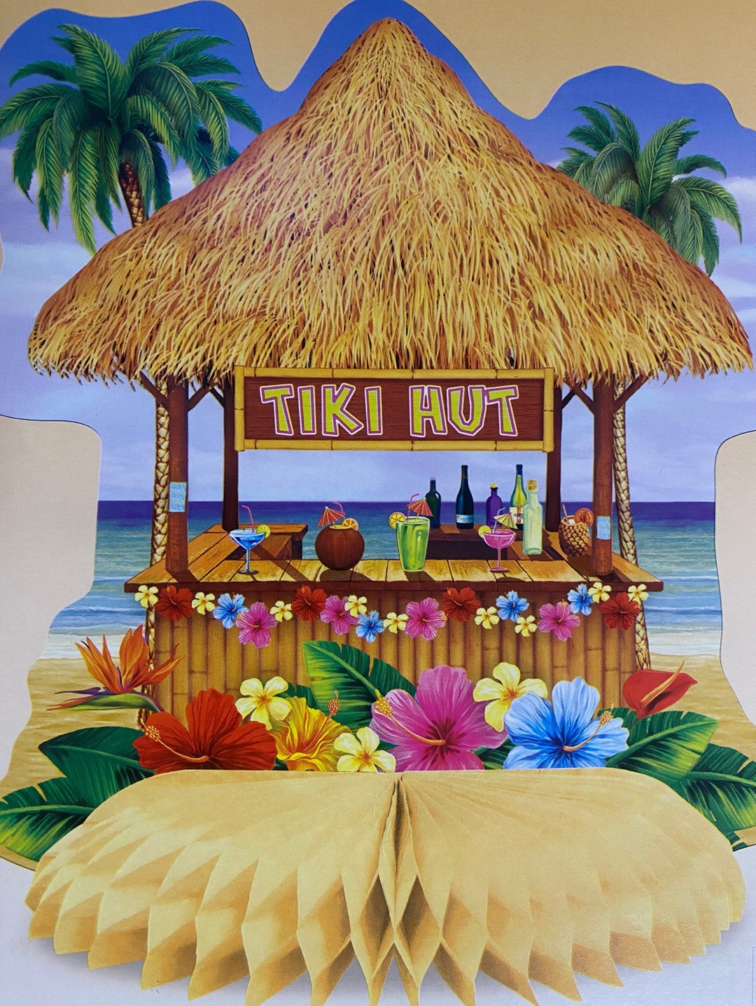 Tiki Hut Centerpiece Party Decor, Tropical Party, Luau Decor, Tropical