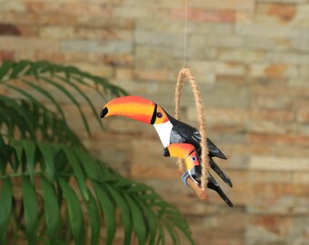 Vintage Inspired* Tiki Bamboo Hoops Tropical Birds