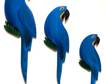 Image showcasing Blue Macaw Parrot Wall Decor, Tropical Decor, Tropical Room, Parrot ...
