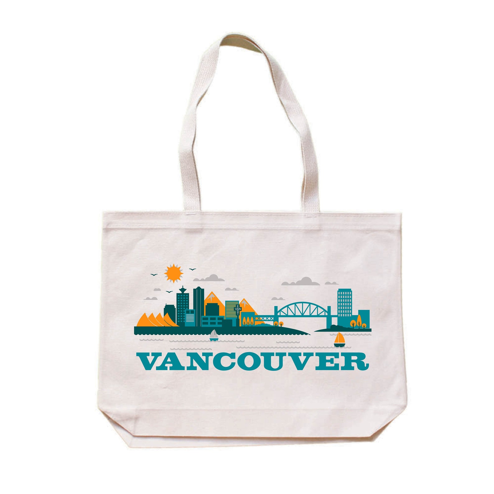 Cityscape Tote Bag Vancouver British Columbia Market Bag Reusable Bag Canvas Tote Shopping Bag