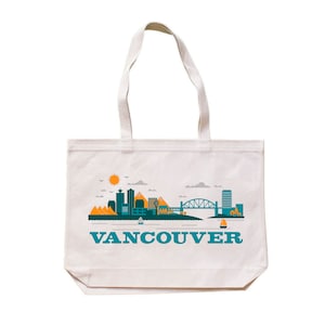 Cityscape Tote bag - Vancouver - British Columbia - Market bag - Reusable bag - Canvas tote - Shopping bag - Shoulder bag
