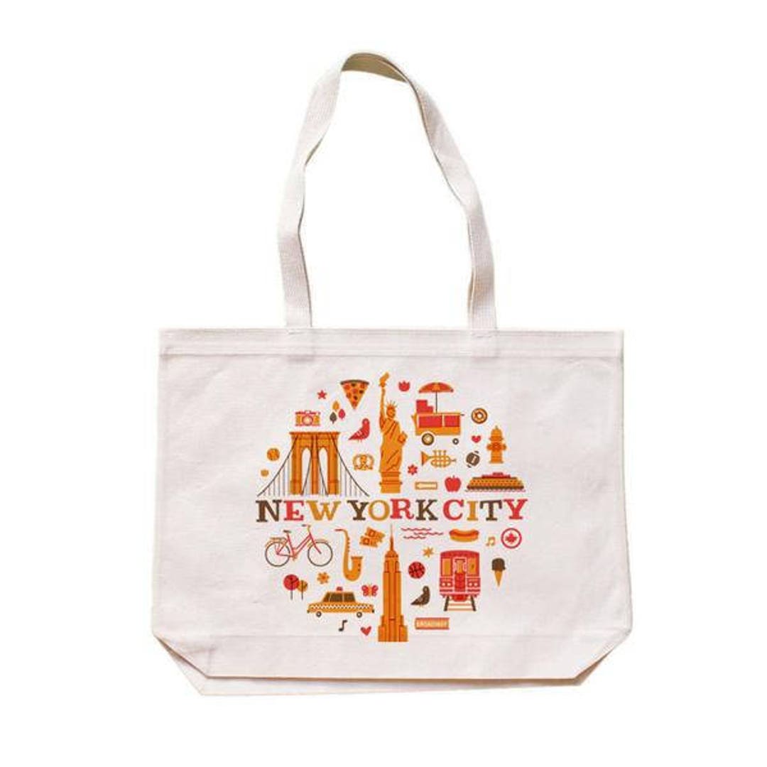 Retro Tote Bag New York City New York Market Bag Reusable Bag Canvas