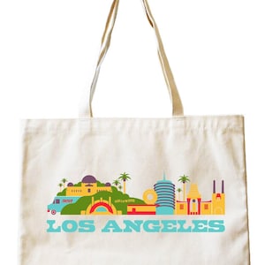 Cityscape Tote bag - Los Angeles - California - Market bag - Reusable bag - Canvas tote - Shopping bag - Shoulder bag