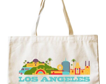 Cityscape Tote Bag - Los Angeles - Califórnia - Bolsa de mercado - Bolsa reutilizável - Bolsa de lona - Bolsa de compras - Bolsa de ombro