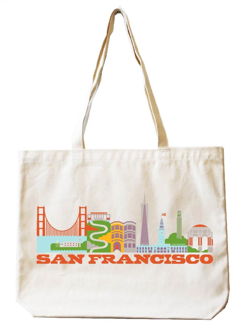 Cityscape Tote Bag San Francisco California Market Bag Etsy