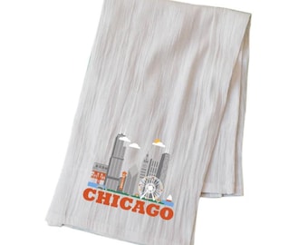 Cityscape Chicago Flour Sack Kitchen Towel