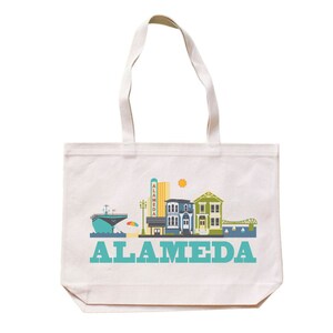 Cityscape Tote bag - Alameda - California - Market bag - Reusable bag - Canvas tote - Shopping bag - Shoulder bag